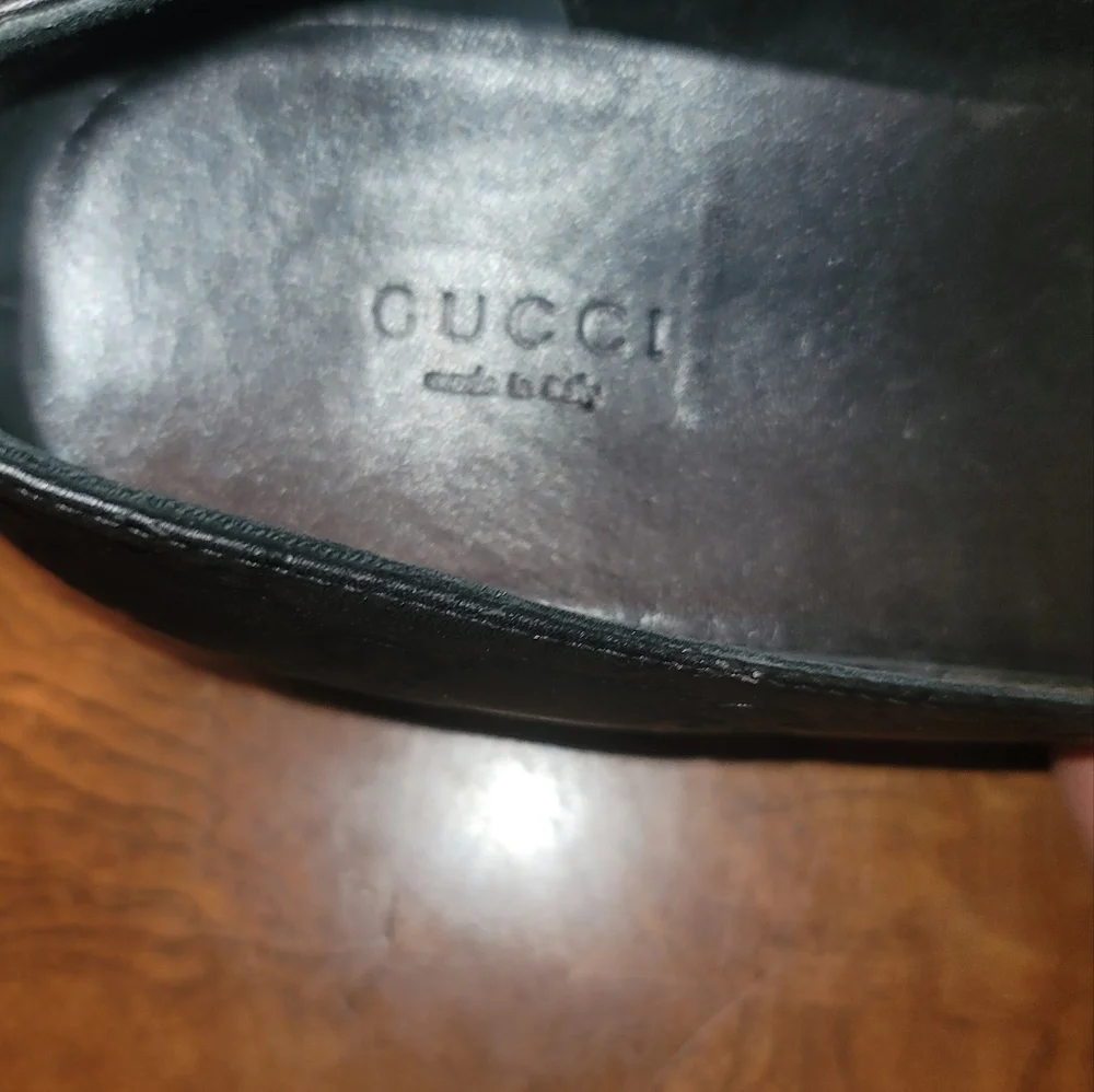 Gucci GG Logo Web Green Red Genuine leather Black Flat Loafers Shoes